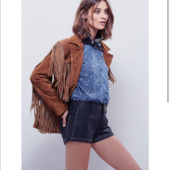 Free People Pants - 🖤 Free People Studded Vegan Leather Shorts